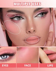Blush for Cheeks Professional Makeup Palette, Comes with 4 Separate Powder Palette,Blendable and Fade-Resistant for Eyes,Lips & Cheeks Long-Wear Matte Finish,Color-Coral Nude Pink Red Comes with Brush