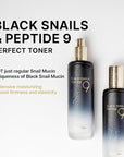 Farmstay Black Snail & Peptide 9 Perfect Toner, Snail Mucin Toner for Elastic & Glow Skin, Moisturizing & Anti-Aging, Smooths & Refine Skin Texutre, Korean Skin Care, for Women & Men, 4.05 Fl. Oz