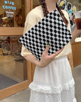 Pazimiik knitted checkered makeup bag