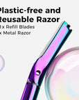 ZOMCHI Dermaplane Razor for Women Face, Premium Facial Razor & Eyebrow Razor, Dermaplaning Tool with Metal Handle, Removes Peach Fuzz, Exfoliates Skin, 11 Blades (Rainbow)