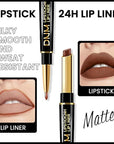 2-in-1 Dark Brown Lip Liner & Lipstick Set Kit for Women, Matte Lips Kit with Lip Liner Lip Stains Long Lasting Waterproof 24 Hour Lipstick and Lip Liners Combo Lipliners Pencil Set 39