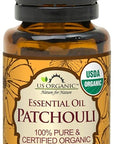 US Organic 100% Pure Patchouli Essential Oil - USDA Certified Organic, Steam Distilled - W/Euro droppers (More Size Variations Available) (15 ml / .5 fl oz)
