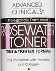 Advanced Clinicals Collagen + Rosewater Facial Mist Toner W/Charcoal & Aloe Vera. Alcohol-Free PH Balancing Formula Detoxifies & Hydrates Skin Improving Overall Skin Tone, Calming Face Mist, 8 Fl Oz