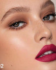 2-in-1 Plum Red Matte Lip Liner and Lipstick Combo, Red Lipsticks for Women 24 hour Long Lasting Waterproof Smudge Proof, Easy to apply, Everyday Lips Makeup 02