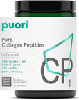 Puori Pure Collagen Peptides Powder, Unflavored - 10g of Grass-Fed Hydrolyzed Bovine Collagen Supports Skin Health, Hair & Nail Strength, Joint Pain & Mobility Support - 30 Servings