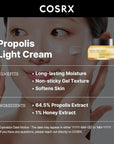 COSRX Full Fit Propolis Light Cream, 2.19 Fl.oz / 65ml, Propolis 64.5%, Hydrating Daily Day and Night Moisturiser, Korean Skin Care, Not Tested on Animals