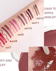 3-in-1Deep Burgundy Matte Lip Stain Kit | Waterproof Lip Liner + Hydrating Matte Lip Gloss + Nourishing Lip Oil | Long Lasting Plumping to Create Perfect Lip Makeup.08#
