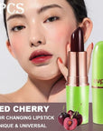 evpct 2Pcs Black Red Cherry Magic Mood Color Changing Lipstick Long Lasting 24 Hours Original for Women, PH Color Change Changing Jelly Lipstick Tinted Lip Balm Stain Gloss Makeup Set, labial magico