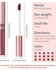 Matte Liquid Lipstick,Dark Red Liquid Lip Stains, Long Lasting Waterproof Lip Gloss Makeup, Velvet Non-Stick Cup Lips Stain X-06#