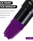 Go Ho Dark Purple Face Body Paint Stick,Easily Washable Formula Purple Face Paint Stick,Non-toxic Cream Purple Body Paint for Adults Children Halloween Mermaid Ursula Costume Cosplay SFX Makeup