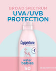 Coppertone WaterBabies Sunscreen Quick Cover Lotion Spray Broad Spectrum SPF 50 (6 Ounce) (Packaging may vary)