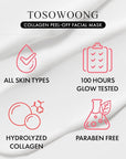 TOSOWOONG Real Collagen Fit, Hydrolyzed Collagen Wrapping Mask, Peel Off Facial Mask for elasticity, Hydrating, Glow, Glass Skin, Face Moisturizer, Self Care, Korean Skin Care, 50ml, 1.69 fl. oz.