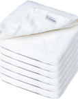 White Extra Large Washcloths Set of 6 Soft Body Cloths 13” x 13” 70% Viscose Derived from Bamboo, 30% Cotton Spa-Like Feel Silky for Skin Cleansing