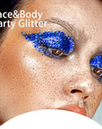 DAGEDA Body Glitter Gel, Face Glitters Body Gel Sequins Shimmer Liquid Eyeshadow, Chunky Glitter for Face Hair Nails, Holographic Cosmetic Laser Powder Festival Glitter Makeup 50ml(Blue)