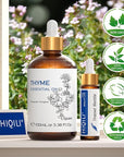 HIQILI 3.38 Fl Oz Thyme Essential Oil, 100% Pure Undiluted for Hair, Skin, Diffuser, Aromatherapy, Includes 10ML Travel Bottle - 100ML