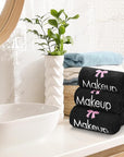 Shimeyao 20 Pack Makeup Towels Black Makeup Washcloths for Face Pink Bow Soft Microfiber Remover Cloth 13x13 Inch Quick Dry Face Towels for Cleansing Hand