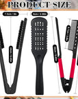 Chengu 2 Pcs Boar Bristles Clamp Double Sided Straightening Comb and Flat Iron Brush for Hair Styling and Straightening Knotty Unkempt Hair (Black, Rose Red)