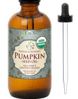US Organic Pumpkin Seed Oil, USDA Certified Organic,100% Pure & Natural, Cold Pressed Virgin, Unrefined in Amber Glass Bottle w/Glass Eyedropper for Easy Application (Large (4 oz, 115 ml))