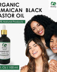Seddy Organic Jamaican Black Castor Oil - with Rosemary & Peppermint in Glass Bottle - Cold Pressed | Hexane-Free | Promotes Hair Growth | Strengthens Hair | Hair Treatment Oil - 3.4 Fl. Oz