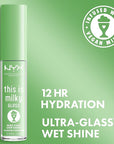 NYX PROFESSIONAL MAKEUP This Is Milky Gloss, Lip Gloss with 12 Hour Hydration, Vegan - Mint Chocolate Chip Shake (Mint Green)