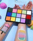 UCANBE Face Body Paint Oil, 15 Macaron Colors Professional Makeup Palette - Non Toxic Hypoallergenic Safe Facepaint for Halloween, Cosplay Costumes, Parties and Festivals