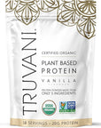 Truvani Vegan Pea Protein Powder | Vanilla | 20g Organic Plant Based Protein | 18 Servings | Keto | Gluten & Dairy Free | Low Carb | No Added Sugar