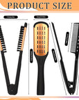 CHENGU 2 Pcs Hair Straightening Combs, Boar Bristles Clamp Double Sided Brush & V Shaped Styling Hair Comb, For Straightening Knotty Unkempt Hair (Gold, Black)