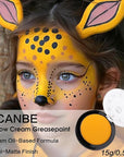 UCANBE Yellow Face Body Paint Makeup Foundation, Professional Cream Greasepaint for Kids & Adults, Non-Toxic SFX Makeup Facepaint Kit for Halloween Parties, Minions Emoji Lion Tiger Costume & Cosplay