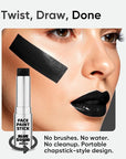 Blue Squid PRO Black Face Paint Stick - Waterproof Body Paint for Adults & Kids Eye Black Baseball, Eyeblack Softball - Vegan Hypoallergenic Twist-Up Non-Toxic Makeup Stick for Cosplay, Sports & SFX