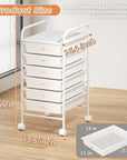 6 Tier Utility Rolling Cart with 6 Drawers Multipurpose Rolling Storage Cart with Wheels and Handles for Office Classroom Kitchen Bathroom Bedroom Organization White