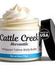 Cattle Creek Whipped Beef Tallow for Skin & Face – Deeply Moisturizing Tallow Balm – Organic Grass-Fed Skincare – Nourishes Dry, Sensitive Skin– Non-Comedogenic, Fast-Absorbing (4oz, Unscented)