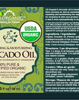 US Organic Avocado Oil Unrefined Virgin, USDA Certified Organic, 100% Pure & Natural, Cold Pressed, in Amber Glass Bottle w/Glass Eye dropper for Easy Application (2 oz (Small))