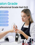 COSLUS Professional Rechargeable Electric Nail Drill 40000 RPM, Portable Nail File with Storage Stand for Acrylic Gel Polishing Removing - Easy to Use for Women, Manicure at Home DIY or Salon, White