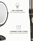 Conair Limited Edition Bundle | INFINITIPRO by CONAIR Curl Secret Automatic Curling Iron in 3/4-inch Barrel - and - Conair Lighted Makeup Mirror | Black | Amazon Exclusive