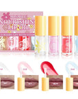 Hydrating Lip Oil, 4Pcs Plumping Lip Glow Oil Set, Fruit Extract Lip Oil Set Tinted for Dry Lip, Shiny and Moisturizing Transparent Lip Oil Gloss