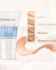 FARMASi Make Up BB Cream Beauty Balm, Full-Coverage Foundation, Concealer, Moisturizer BB Cream for All Skin Types, 1.7 fl. oz. / 50 ml (Light to medium)