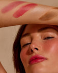 '+ Lux Unfiltered N°18 Illuminating Beauty Balm - Cream Blush Stick with Mango Butter - Buildable and Blendable Shimmer Blush Makeup Stick - Vegan & Cruelty Free - Chili (A Spicy Sheer Red)