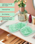 HOMEXCEL Makeup Remover Cloth 12 Count (Pack of 1), Reusable Makeup Remover Pads, Washable Ultra Soft Facial Cleansing Cloths for All Skin Types, 5 X 5 In, Green