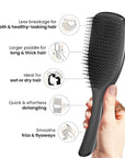 Tangle Teezer Large Ultimate Detangler Hairbrush for Wet & Dry Hair, Eliminates Knots & Reduces Breakage for Long, Thick, & Curly Hair Types, Black Gloss