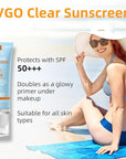 VGO Clear Face Sunscreen SPF 50, Hydrating Sun Essence Face Sunscreen Leaves No Sticky Feeling Travel Size Sunscreen Against UVA and UVB Rays 50ml / 1.7oz