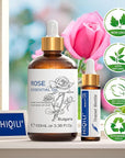 HIQILI 100ML Rose Essential Oil for Skin, Diffuser & Candle, 100% Pure and Natural - 3.38 Fl Oz
