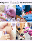 Professional Manicure Pedicure Electric Toenail Grinder Kit - Cordless Electric Nail File Set for Thick Nails Hand Feet Care ,15 Speed,Nail Drill with LED Display Ideal Gift for Men and Women-Purple