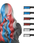 New Hair Chalk Comb Temporary Hair Color Dye for Girls Kids with Light Color Hair, Washable Hair Chalk for Girls Age 4 5 6 7 8 9 10 Birthday Cosplay DIY,Independence Day (Red,White,Blue)