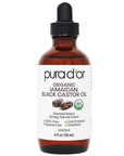 PURA D'OR 4 Oz ORGANIC Jamaican Black Castor Oil - Natural Smoky Scent - 100% Pure USDA Certified Cold Pressed, Hexane Free Eyelash & Eyebrow Serum - For Fuller, Thicker Lashes & Brows - Skin & Hair