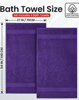 Infinitee Xclusives Luxury 100% Ring-Spun Cotton Bath Towels Set of 4 (27x54 inches) – Soft, Absorbent & Quick-Drying Towels for Bathroom, Gym, Spa & Hotel Use (Profound Purple, Bath Towels)