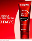 Colgate Optic White Pro Series Stain Prevention Hydrogen Peroxide Toothpaste, Teeth Whitening Toothpaste, Effectively Removes Tea, Coffee, and Wine Stains, Enamel-Safe for Daily Use, 3 Pack, 3.0 oz