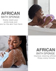 UJFQBH 3 Pieces African exfoliating net African Net Long Net Bath Sponge Exfoliating Shower Body Scrubber Back Scrubber Skin Smoother,Great for Daily Use (Purple Gray Blue)