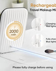 FUNTOUCH Rechargeable Travel Makeup Mirror with Lights and Small 10X Magnification,Light up Portable Vanity Mirror with 80 Leds,2000mAh Battery,Brightness Adjustable,3 Lighting, Dimming Compact Mirror