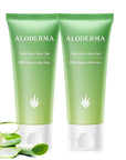 Aloderma 99% Organic Aloe Vera Gel Made within 12 Hours of Harvest, Easy Travel Size Tube for Body, Face, & Scalp, Cooling & Soothing Support for Skin & Sunburn, Hydrating Aloe Gel, 1.5oz - 2ct