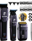 BESTBOMG® Hair Clippers for Men, Professional Hair Clippers, Beard Trimmer& Rechargeable Shaver Set, Metal T-Blade, LED Display, Barber Hair Cutting Kit for Men Grooming & Gifts, BS-808C (Blue)